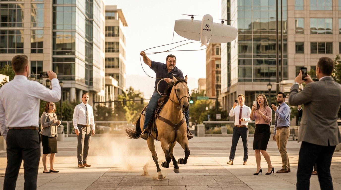 Roping over the Gallivan Center
